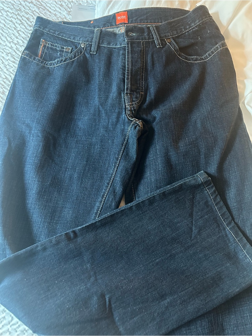 BOSS Men's Dark Indigo Straight Jeans